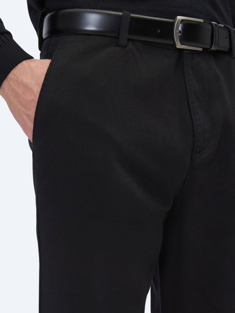 Kip Black Weaving Relaxed Fit Casual Cotton Blended Trousers - Image 5