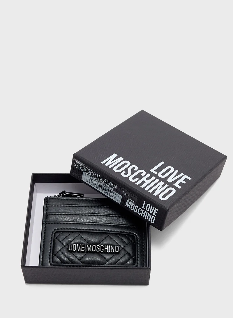 لوف موسكينو Logo Detailed Zip Over Wallet