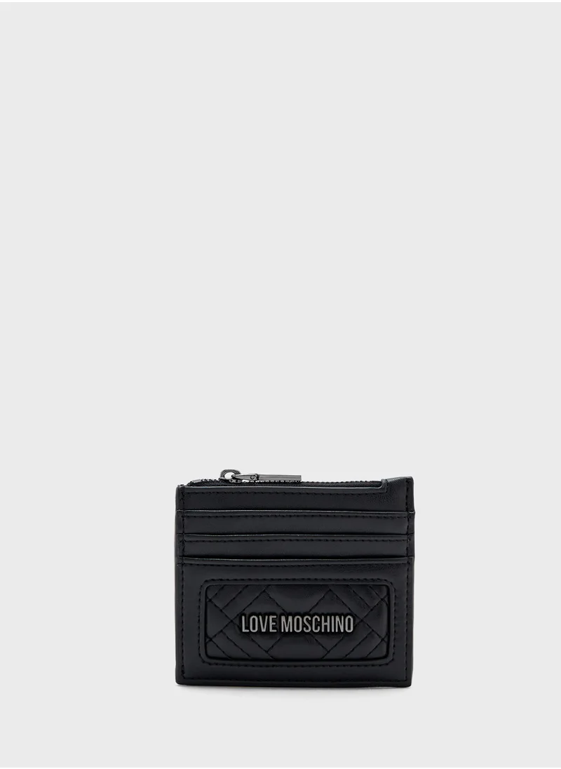 لوف موسكينو Logo Detailed Zip Over Wallet