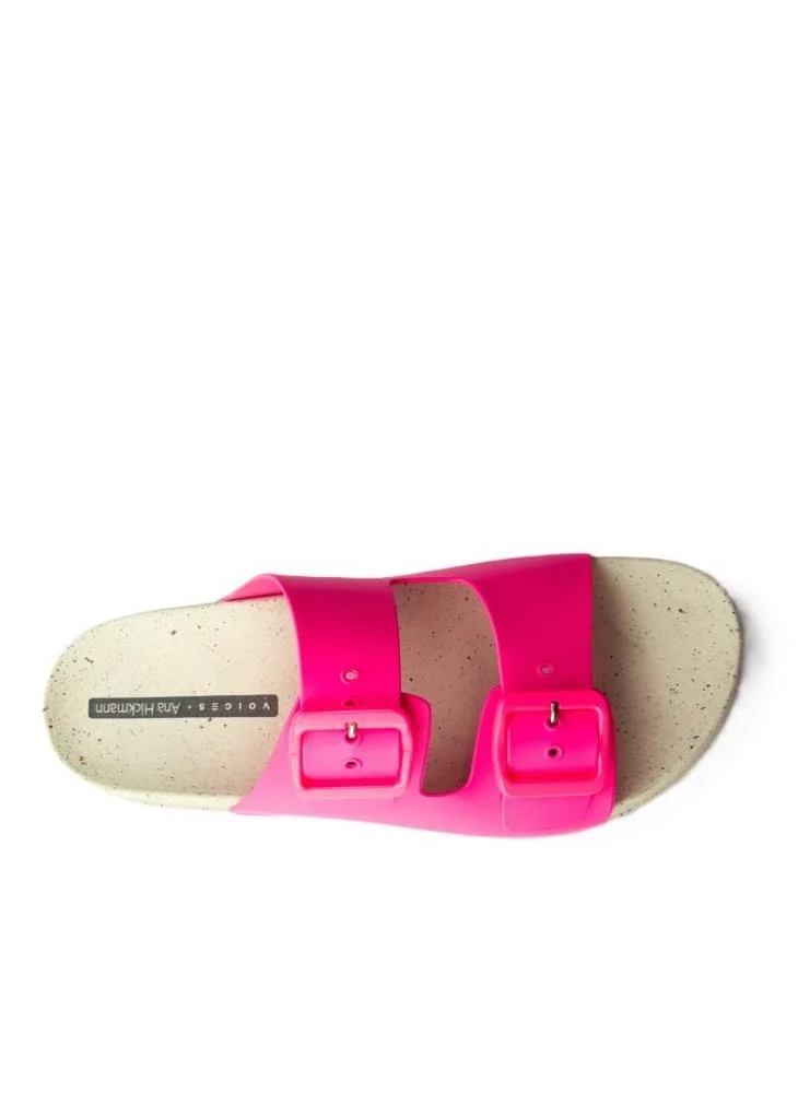 Voices Folk Women'S Birken Style Sandal With Adjustable Strap - Natural/Pink