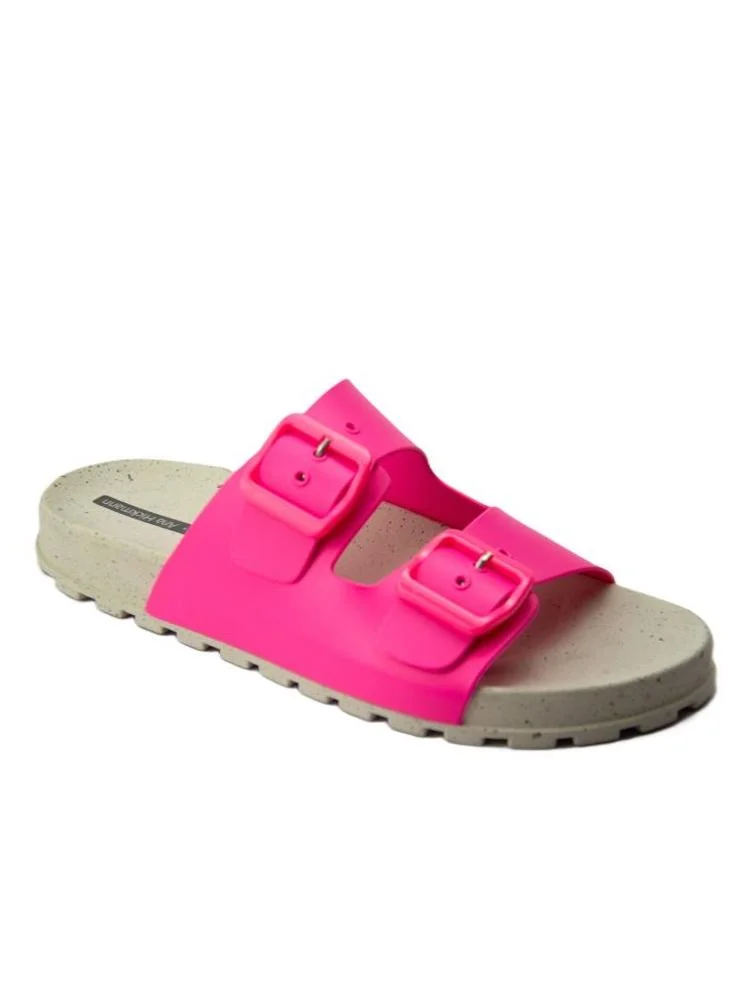Voices Folk Women'S Birken Style Sandal With Adjustable Strap - Natural/Pink