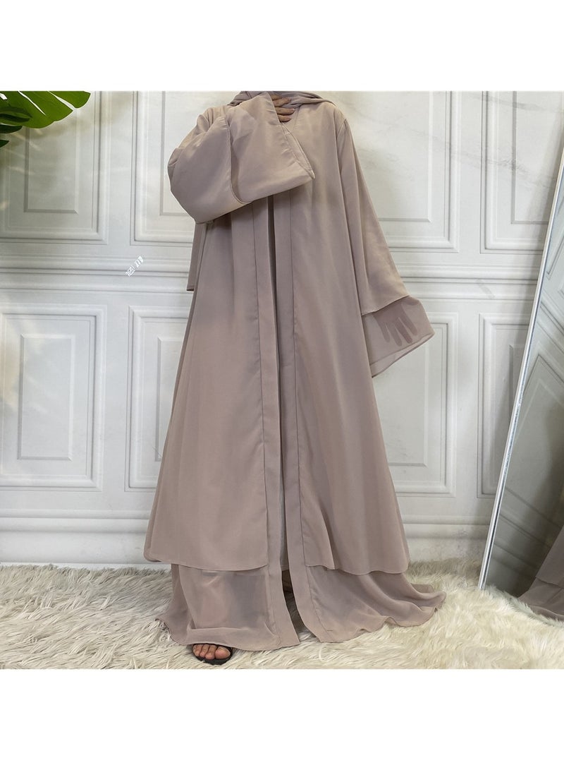 إسكدنيا عباية مفتوحة الأمام للبنات - كارديجان إسلامي طويل فضفاض مع حجاب - متينة ومسامية للارتداء اليومي  - Image 3