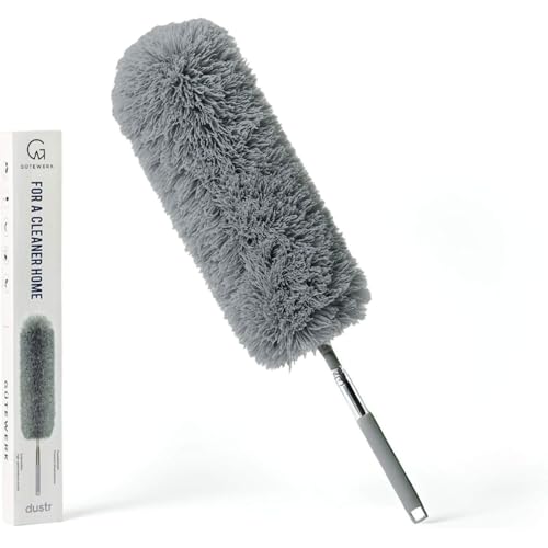 GÜTEWERK Extendable Feather Duster, Microfiber Duster, Ceiling Fan Duster, Feather Dusters for Cleaning, Dust Cleaner, Cobweb Duster - Electrostatic Bendable Head - up to 55 Inch - Image 1