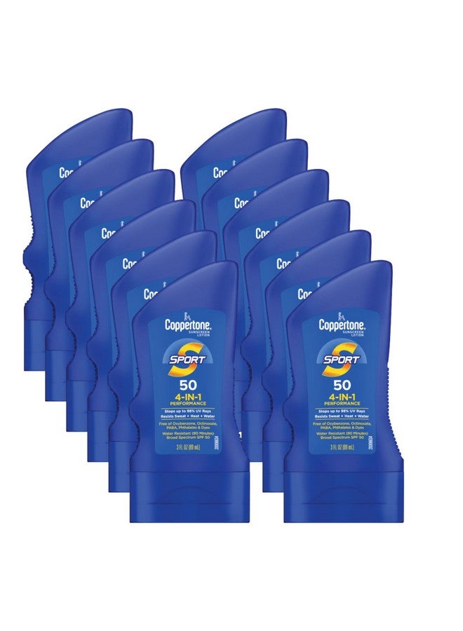 لوشن رياضي واقي من الشمس بعامل حماية من الشمس 50، مقاوم للماء، واقي من الشمس واسع الطيف، عامل حماية من الشمس 50، واقي من الشمس، عبوة 3 أونصة سائلة، 12 قطعة، عبوة من قطعتين - Image 1
