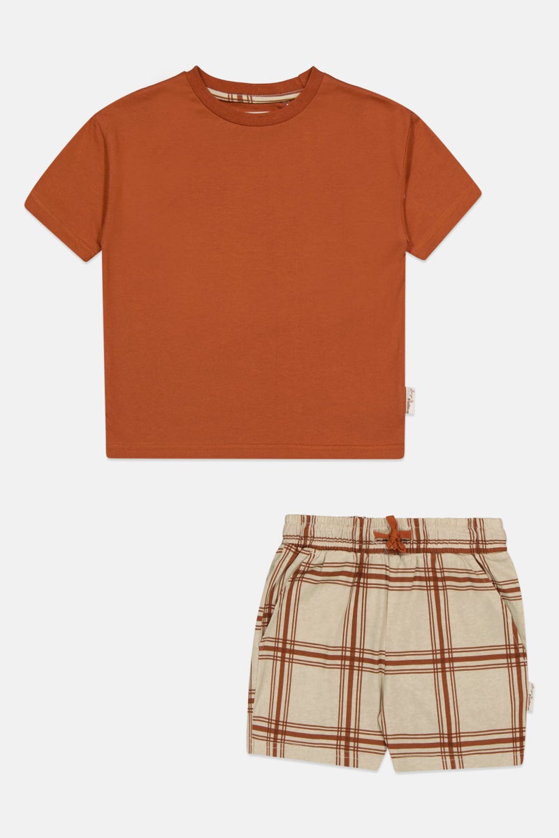 Fudo Lounge By Fudo Toddlers Boy 2 Pieces Windowpane  T-Shirt And Shorts Pyjama Set, Multicolor - Image 2