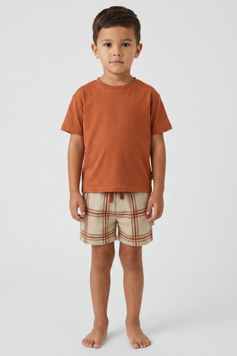 Fudo Lounge By Fudo Toddlers Boy 2 Pieces Windowpane  T-Shirt And Shorts Pyjama Set, Multicolor - Image 1
