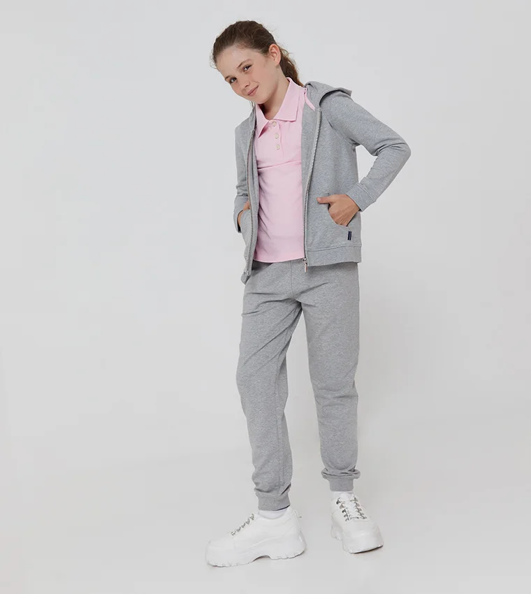 Beverly Hills Polo Club  Bhpc Kids Grey Melange Zip-Thru Hoodie for Women | Best Price UAE