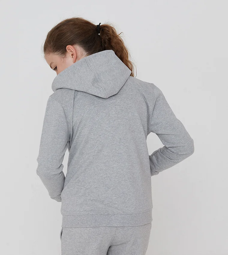 Beverly Hills Polo Club  Bhpc Kids Grey Melange Zip-Thru Hoodie for Women | Best Price UAE