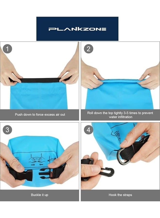 Plankzone Waterproof Dry Bag Roll Top Compression Sack, 20L, Army Blue, Lightweight Foldable for Kayaking, Beach, Rafting, Boating, Hiking, Camping, Fishing with Floating Waterproof Phone Pouch - Image 2