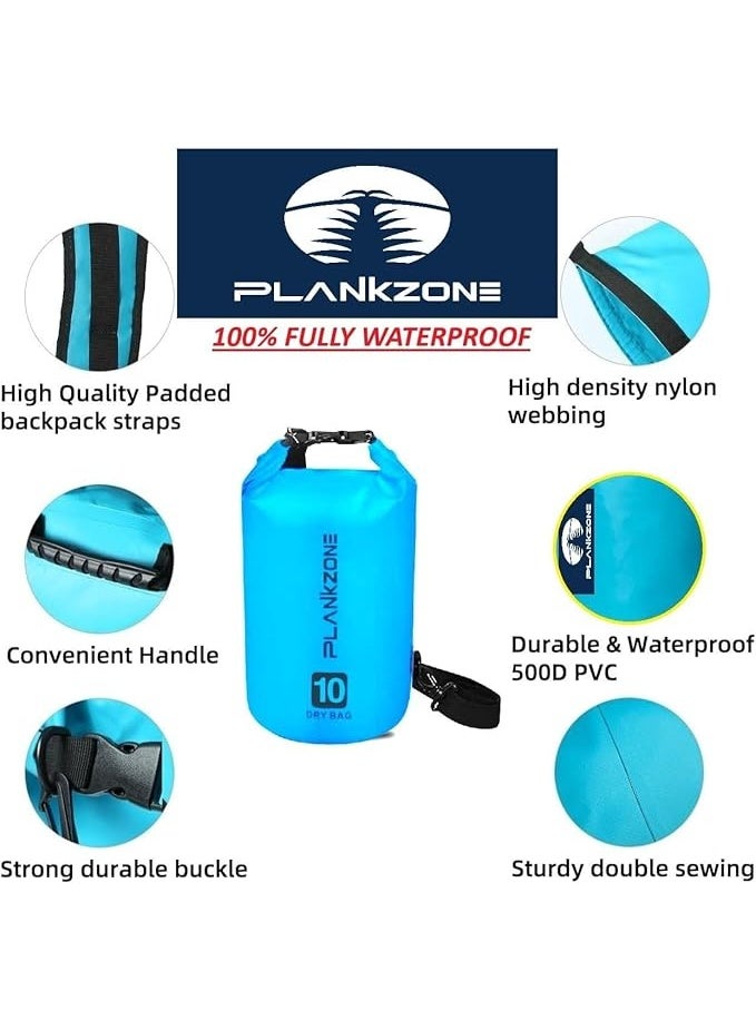 Plankzone Waterproof Dry Bag Roll Top Compression Sack, 20L, Army Blue, Lightweight Foldable for Kayaking, Beach, Rafting, Boating, Hiking, Camping, Fishing with Floating Waterproof Phone Pouch - Image 3