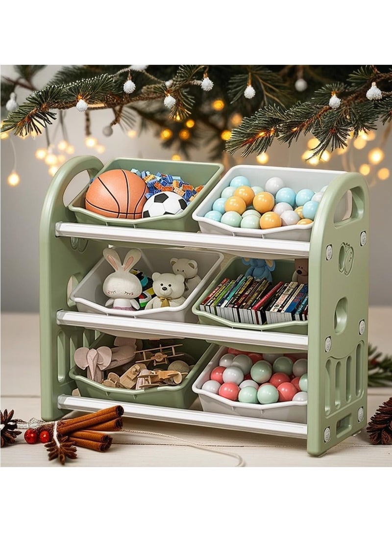 ميكسد الأطفال لعبة تخزين مجلس الوزراء مع 6 صناديق متعددة الوظائف الحضانة تخزين مجلس الوزراء ، مجلس الوزراء أثاث الأطفال مع الرفوف ، لعبة غرفة ، غرفة نوم ، غرفة المعيشة مربع ( الأخضر ) - Image 1