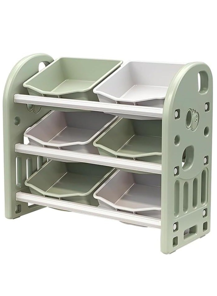 ميكسد الأطفال لعبة تخزين مجلس الوزراء مع 6 صناديق متعددة الوظائف الحضانة تخزين مجلس الوزراء ، مجلس الوزراء أثاث الأطفال مع الرفوف ، لعبة غرفة ، غرفة نوم ، غرفة المعيشة مربع ( الأخضر ) - Image 4