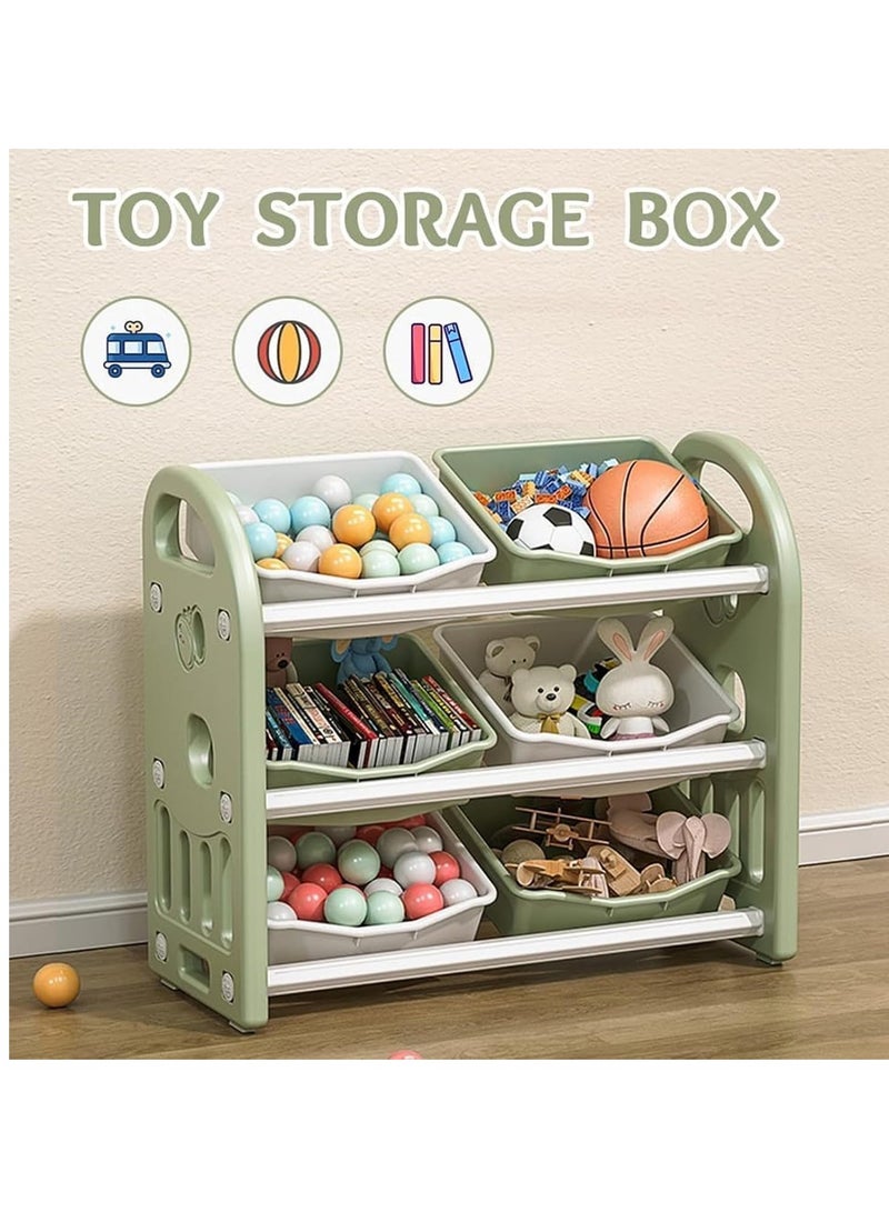 ميكسد الأطفال لعبة تخزين مجلس الوزراء مع 6 صناديق متعددة الوظائف الحضانة تخزين مجلس الوزراء ، مجلس الوزراء أثاث الأطفال مع الرفوف ، لعبة غرفة ، غرفة نوم ، غرفة المعيشة مربع ( الأخضر ) - Image 5