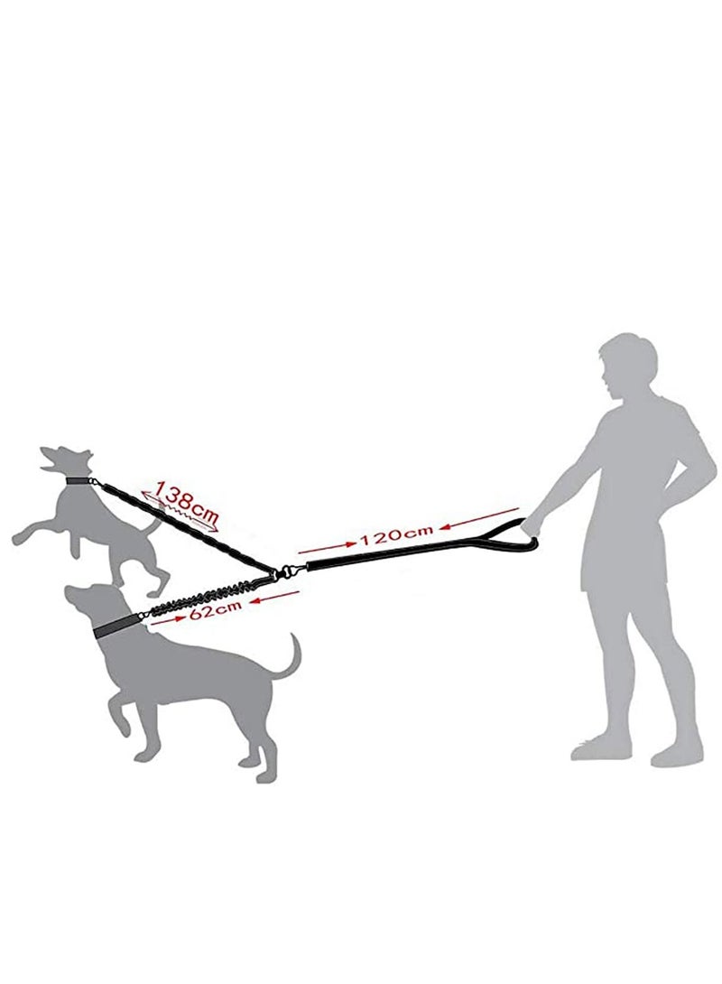 KASTWAVE Double Dog Lead, Dual Leash Coupler Splitter No Tangle with Comfortable Padded Handles for Training & Walking 2 Dogs, Reflective Adjustable Dog Leads - Image 2