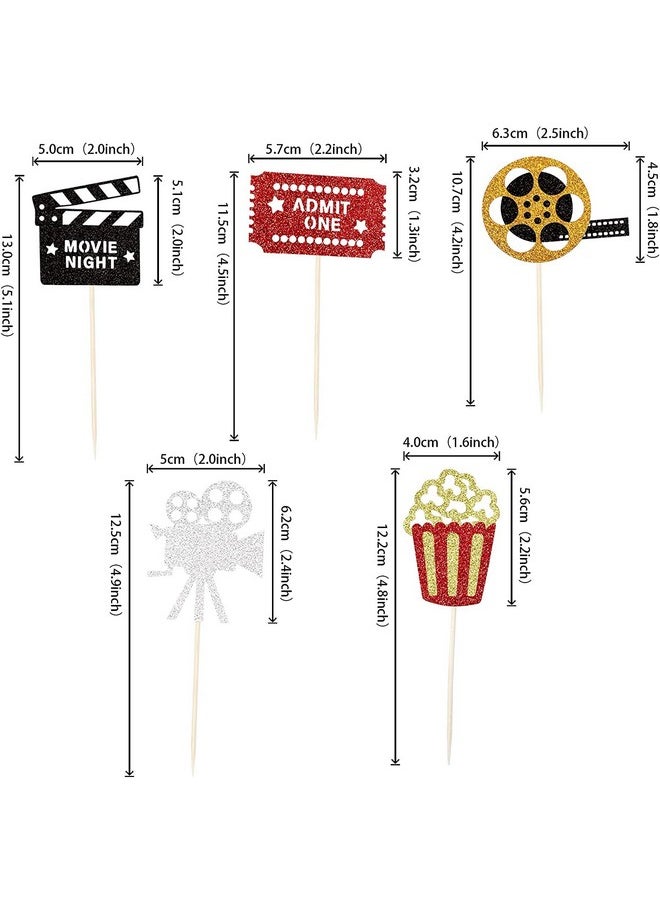 Confetti - Confetti! 30 Glitter Movie Cupcake Toppers with Hollywood, Bollywood, Kollywood, Tollywood themes - Perfect for Birthday Parties & Movie Nights! - Image 1