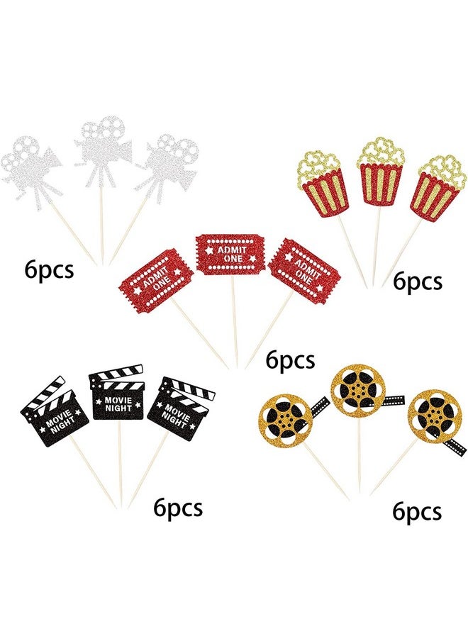 Confetti - Confetti! 30 Glitter Movie Cupcake Toppers with Hollywood, Bollywood, Kollywood, Tollywood themes - Perfect for Birthday Parties & Movie Nights! - Image 1