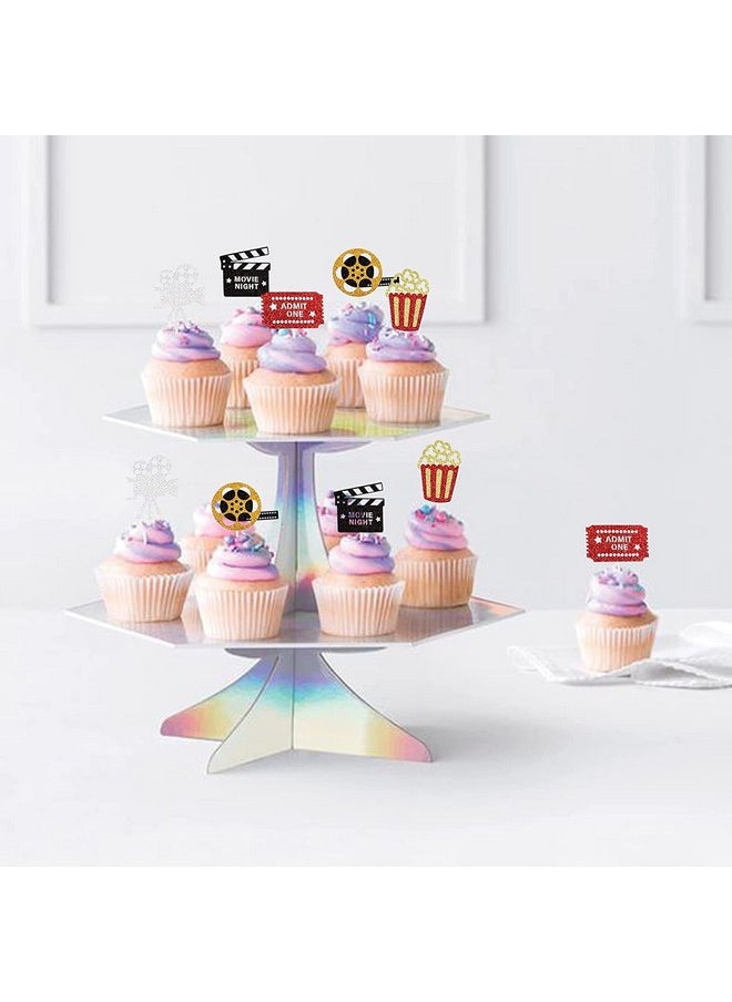 Confetti - Confetti! 30 Glitter Movie Cupcake Toppers with Hollywood, Bollywood, Kollywood, Tollywood themes - Perfect for Birthday Parties & Movie Nights! - Image 1