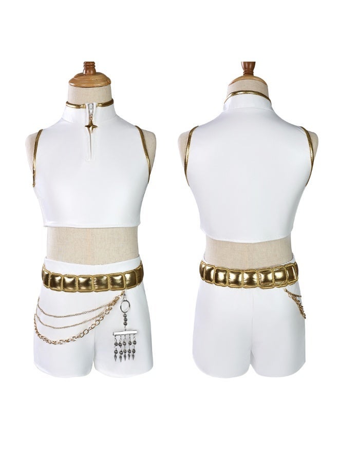 زي المحاربة الخيالية للفتيات – طقم تنكري باللونين الأبيض والذهبي(R) - Image 1