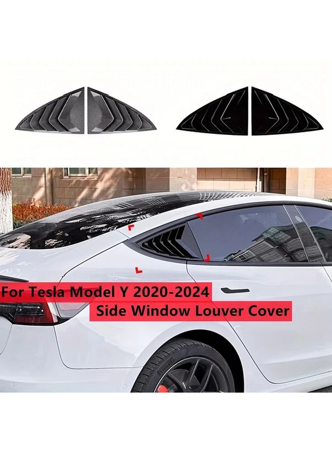 Carbon Fiber Look Rear Window Louvers Side Vent Trim Cover For Model Y 2020 2024 - Image 1