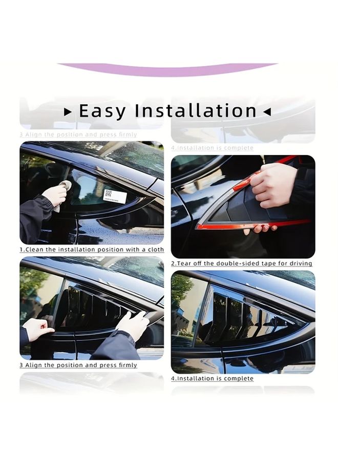 Carbon Fiber Look Rear Window Louvers Side Vent Trim Cover For Model Y 2020 2024 - Image 3