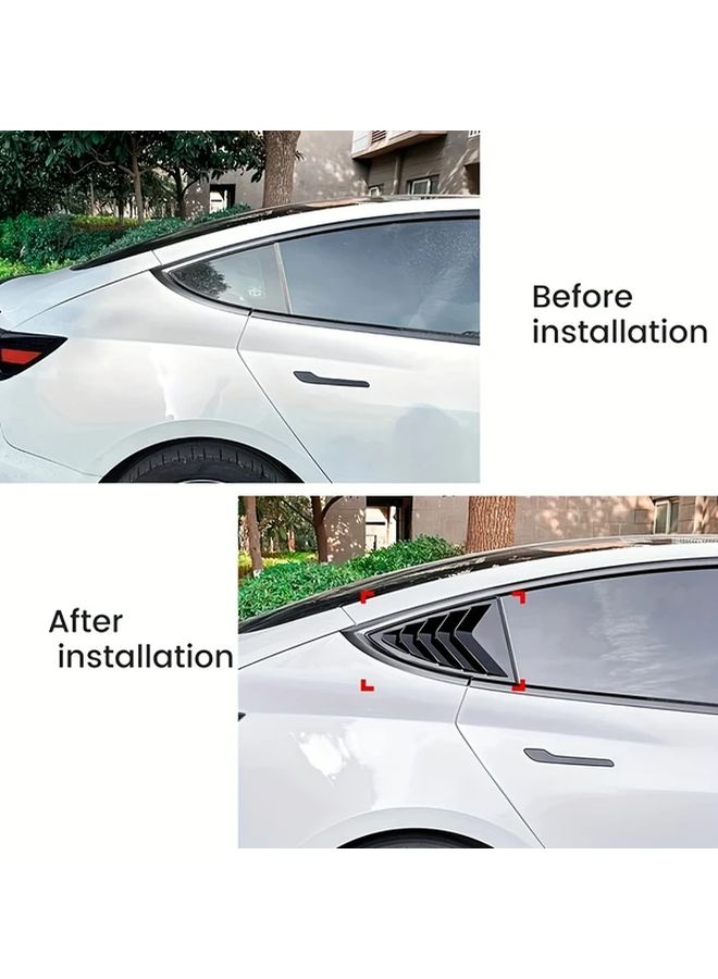 Carbon Fiber Look Rear Window Louvers Side Vent Trim Cover For Model Y 2020 2024 - Image 4
