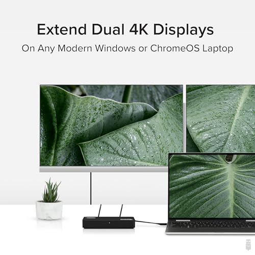 Plugable 4K DisplayPort and HDMI Dual Monitor Adapter for USB 3.0 and USB-C, Compatible with Windows and ChromeOS - Image 2