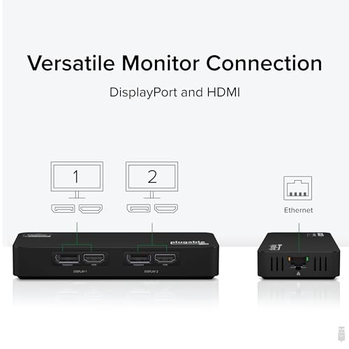 Plugable 4K DisplayPort and HDMI Dual Monitor Adapter for USB 3.0 and USB-C, Compatible with Windows and ChromeOS - Image 3
