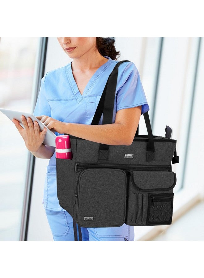 Trunab Nurse Tote Bag for Work with Padded 15.6” Laptop Sleeve, Nurse Bag for Hospice Visit, Home Health Care (Black) - Image 5