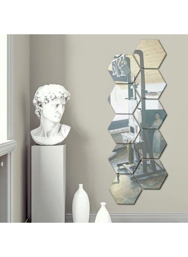 Hexagonal mirror sticker for home decor refresh,Size: 18 * 15.6 * 9 cm - Image 3