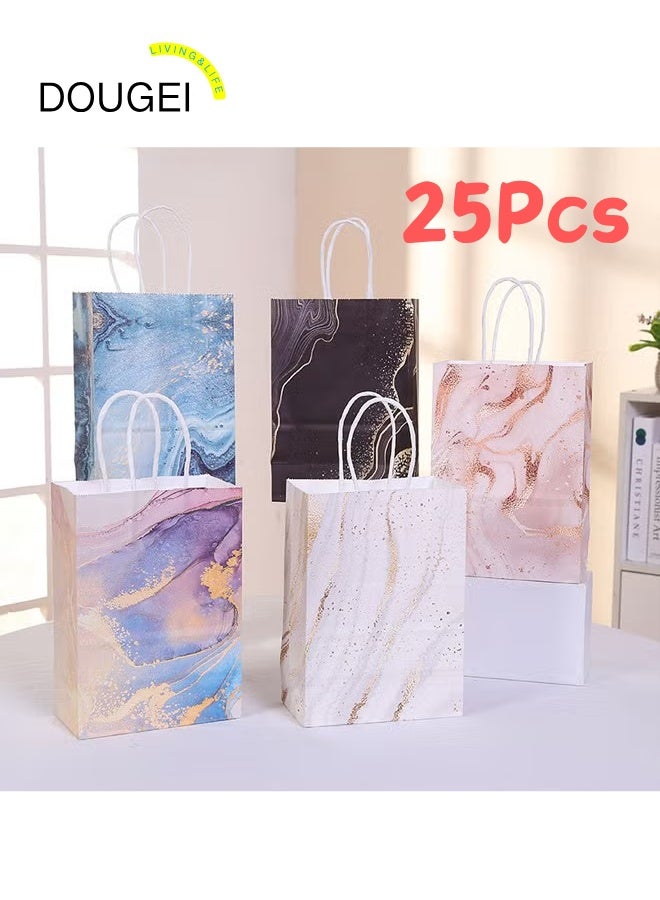 دوغي أكياس هدايا ، 25 عبوة 21 × 15 × 8 سم أكياس هدايا ، أكياس هدايا رخامية فاخرة متوسطة الحجم ، 5 أكياس هدايا متنوعة لعيد الأب ، عيد مونثر ، عيد الحب ، عيد الميلاد ، الزفاف ، هدايا الحفلات - Image 1