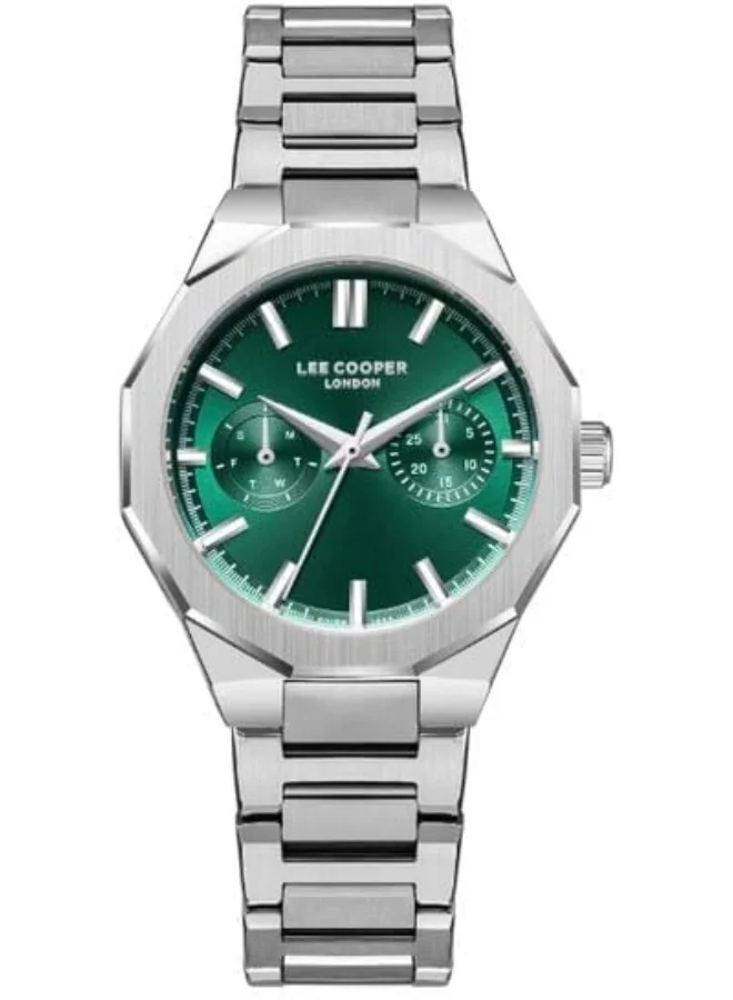 لي كوبر Lee Cooper Women's VX36E1 Movement Watch, Multi Function Display and Metal Strap - LC08019.370, Green