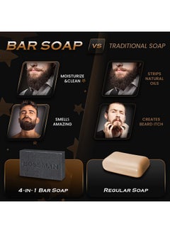 bossman Ossman Men'S Bar Soap 4 In 1 Beard Wash Shampoo Body Wash And Conditioner 4 Oz  - Image 3