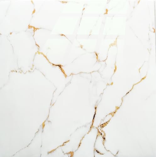 SHOWCOLOUR 20 Sheets Peel and Stick Backsplash Marble Look 12X12 Self Adhesive Wall Tile Back Splashes for Kitchen Bathroom Colorful Tiles 20 Golden - Image 1
