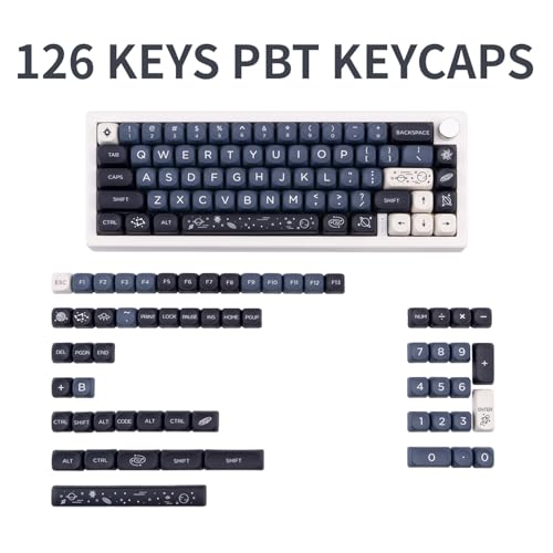 GEKUCAP MOA Keycaps 126 Keys PBT Keycaps Dye-Sublimation Custom Keyboard Key Caps Set for Cherry Gateron MX Switches Mechanical Keyboards, Black Blue Space Theme Key Caps - Image 2
