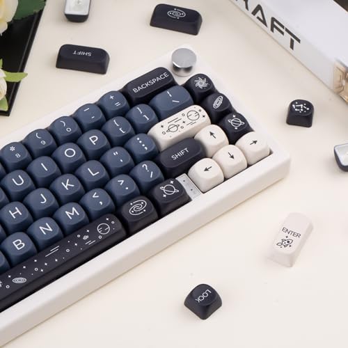 GEKUCAP MOA Keycaps 126 Keys PBT Keycaps Dye-Sublimation Custom Keyboard Key Caps Set for Cherry Gateron MX Switches Mechanical Keyboards, Black Blue Space Theme Key Caps - Image 4