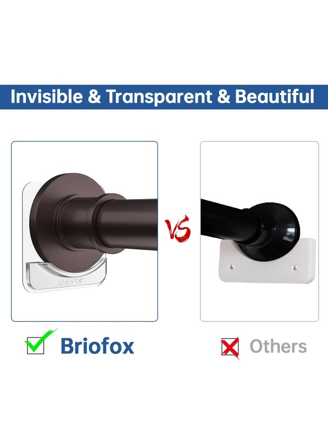BRIOFOX Adhesive Shower Curtain Rod Holder No Drilling Invisible Wall Mount Holder Transparent Rod Retainer 2 PackRod Not Included - Image 2