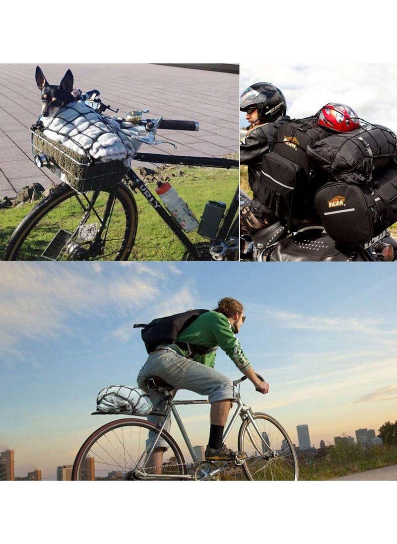 SYOSI - Cargo Net Elastic Motorcycle Luggage Bungee Netting with 6 Adjustable Metal Hooks Stretchable Bungee Cord Mesh Load Net for Bike Paddle board Quad Canoe Moped ATV 2 Pcs - Image 1