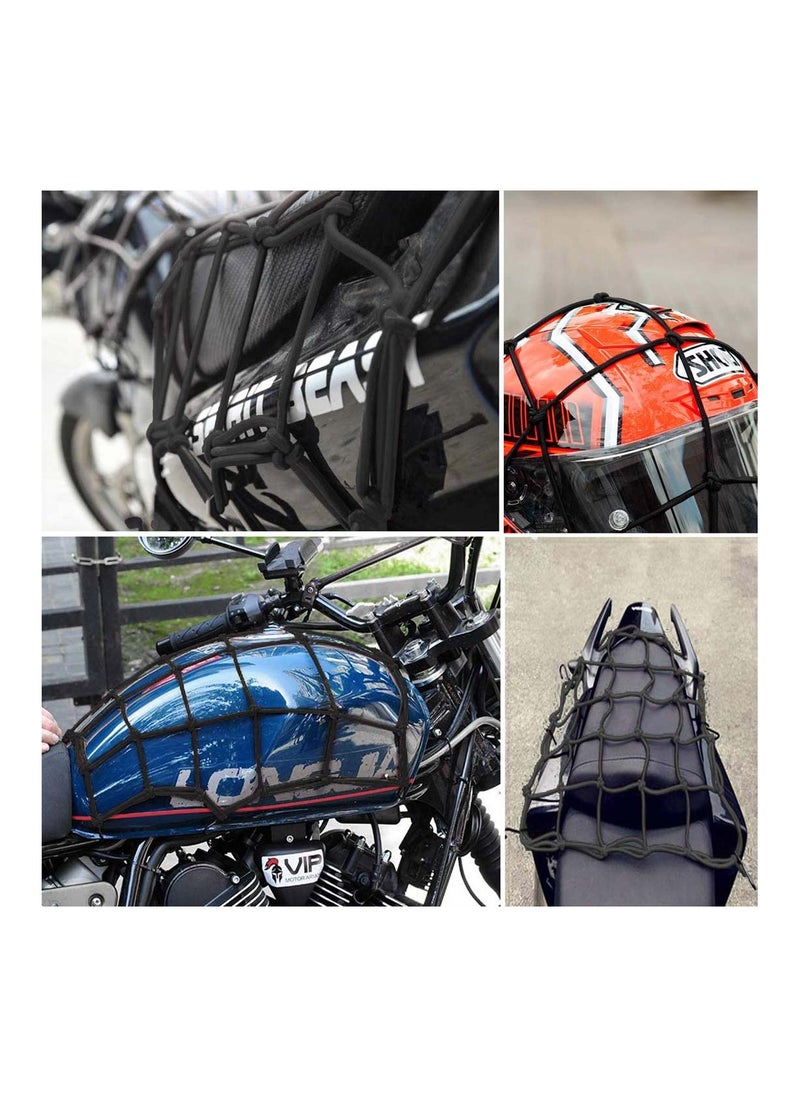 SYOSI - Cargo Net Elastic Motorcycle Luggage Bungee Netting with 6 Adjustable Metal Hooks Stretchable Bungee Cord Mesh Load Net for Bike Paddle board Quad Canoe Moped ATV 2 Pcs - Image 1
