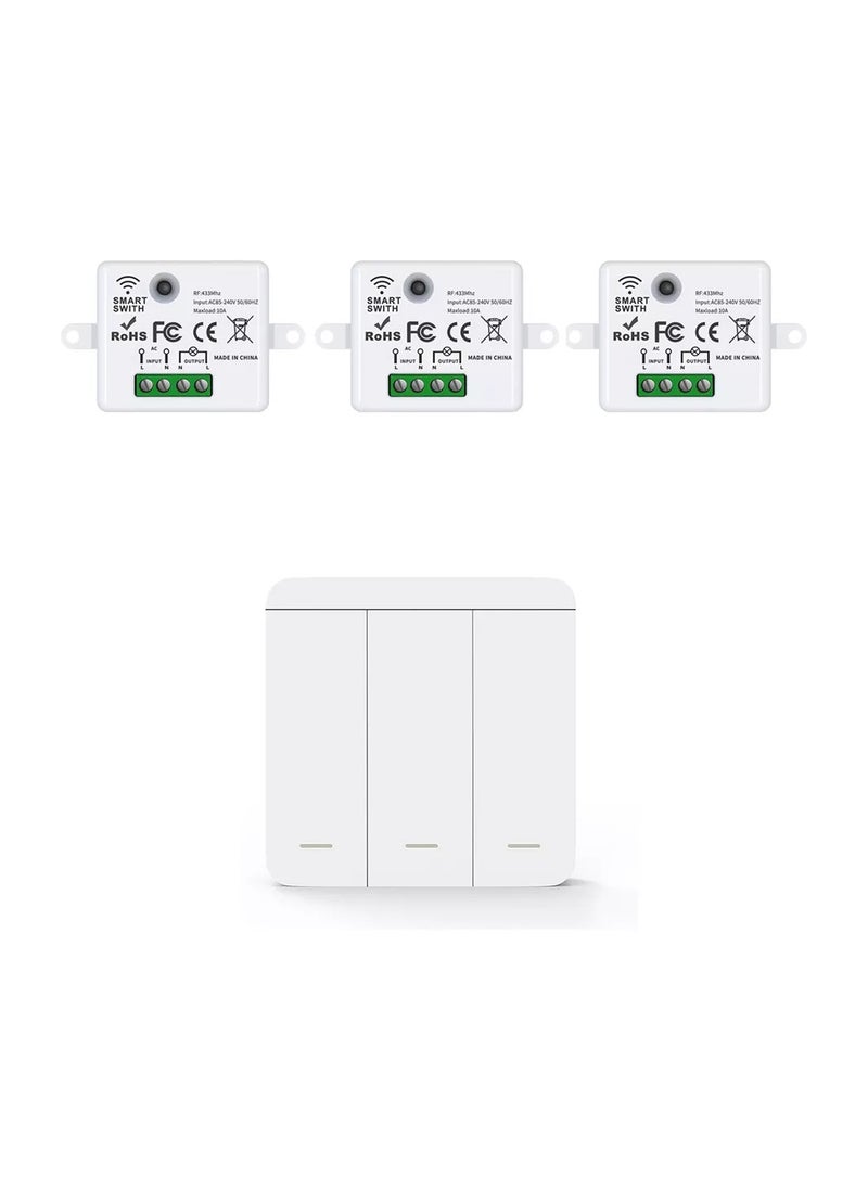 Generic Wireless Light Switch 433Mhz Mini Remote Control,85-250V 10A Smart Relay Receiver, Wall Switch Panel, Led Lamp Fan ﻿  - Image 1