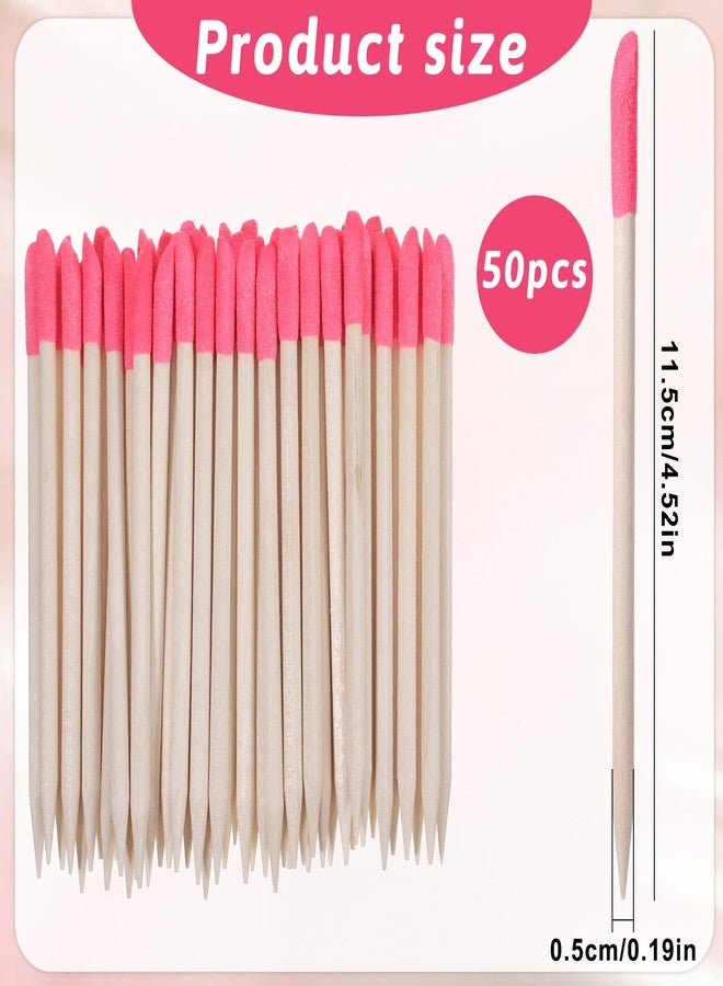 Eldraqth Sanding Sticks for Plastic Models, 50 Pcs Natural Wooden Cuticle Pusher Sticks Pink Pumice Stone Cuticle File Double-Headed Manicure Fine Detailing Tools for Manicure Pedicure Home Salon Mani Pedi - Image 2