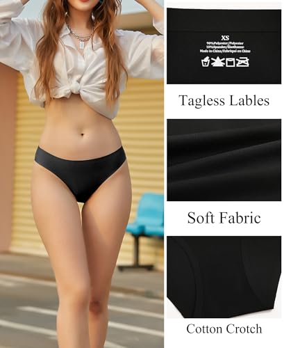 FINETOO 6 Pack Women’s Seamless Hipster Underwear No Show Panties Invisibles Briefs Soft Stretch Bikini Underwears XS-XXL(S) - Image 2