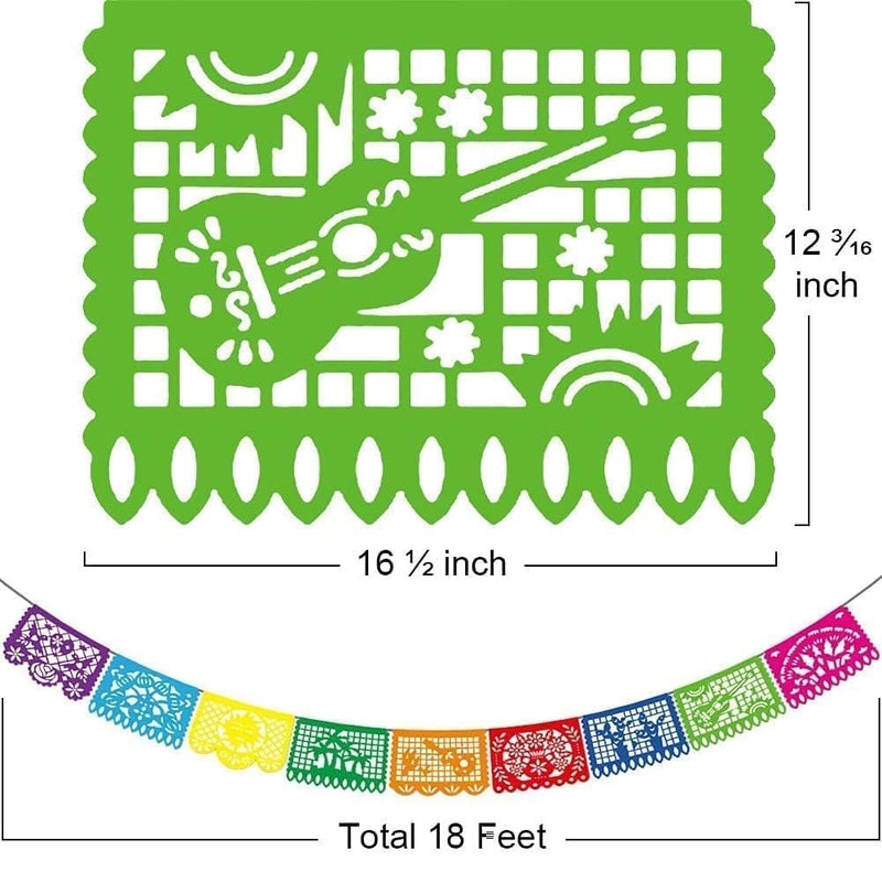 Asoulin 5PCS Mexican Party Banners Cinco De Mayo Decoration Fiesta Party Decoration Mexican Themed Party Decor 5 De Mayo Banner Plastic Papel Picado Mexico Birthday Party Supplies 12 Patterns90FT - Image 3