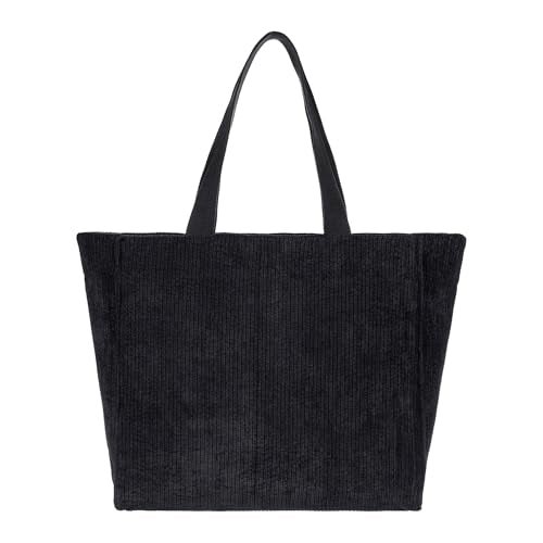 Roxy Stylish Soft Corduroy Large Capacity Tote Bag, Feeling Good-Anthracite - Image 4