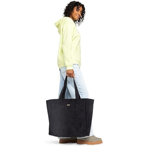 Roxy Stylish Soft Corduroy Large Capacity Tote Bag, Feeling Good-Anthracite - Image 5