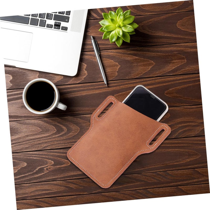 Convenient Dark Brown Cell Phone Waist Bag Multi-functional Protective Pouch for Outdoor Activities Practical Mobile Phone Storage for Men and Boys Durable Design - Image 3