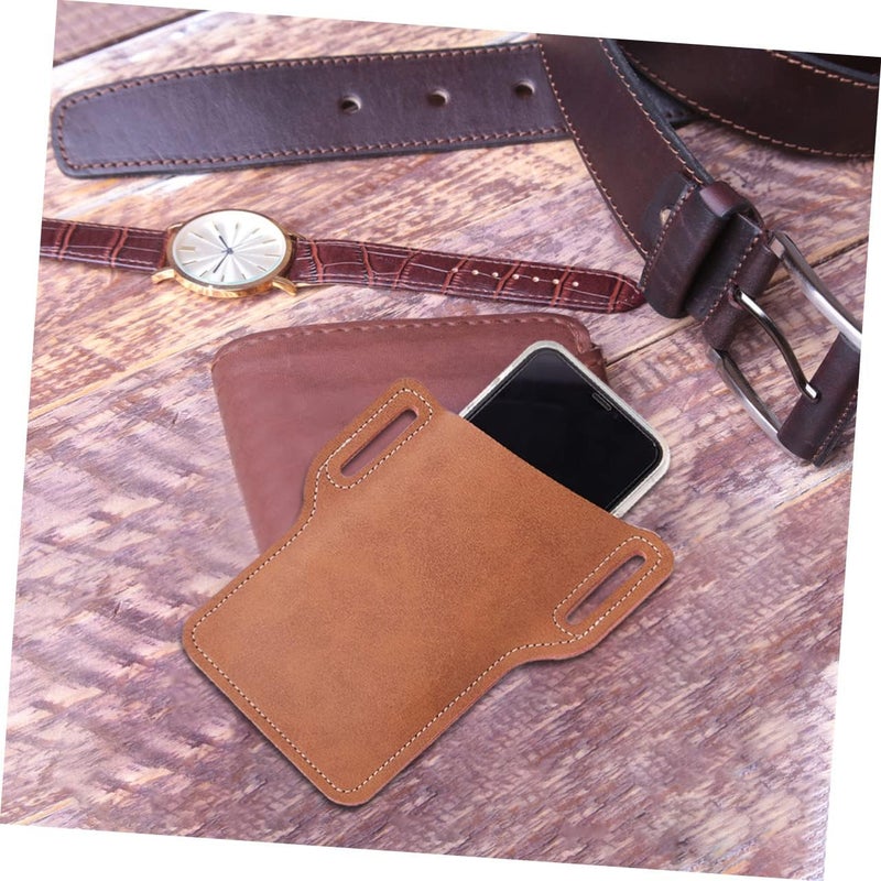 Convenient Dark Brown Cell Phone Waist Bag Multi-functional Protective Pouch for Outdoor Activities Practical Mobile Phone Storage for Men and Boys Durable Design - Image 4