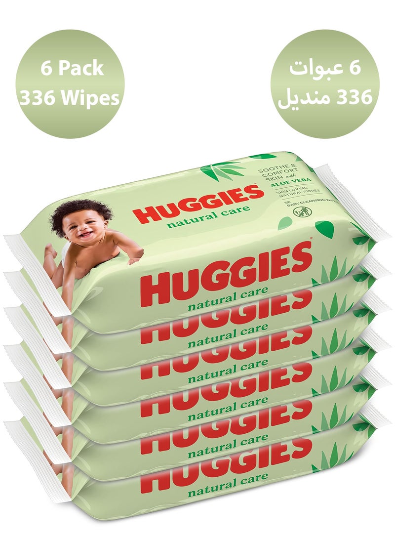 هجيز مناديل مبللة للأطفال من هجيز مناديل مبللة بالصبار، 6 عبوات × 56 منديل - Image 1
