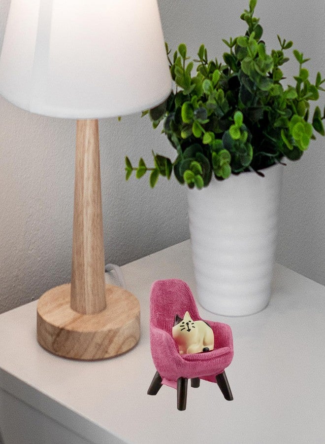 Refintural Miniature Cat Figurines with Small Sofa - Resin Mini Cat Figures, Kitten Miniature Desk Accessories - Perfect Cute Cat Gift for Cat Lovers (Pink Sofa) - Image 5