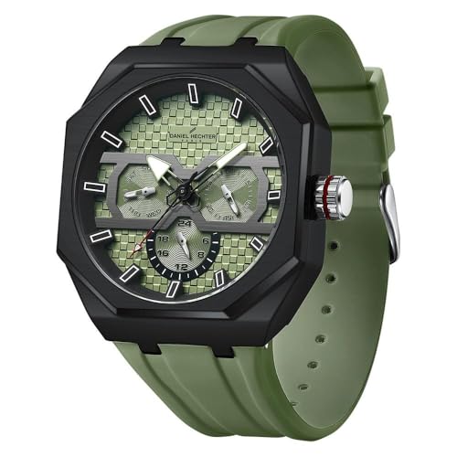 Daniel Hechter Paris kleber Collection Sporty Multifunction Watch for Men with Checkered Geometric Dial, Day & Date Display and Durable Silicon Strap - Image 1