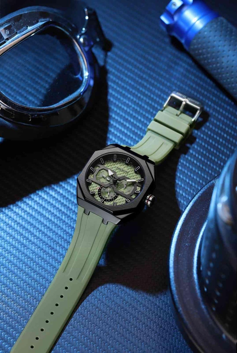 Daniel Hechter Paris kleber Collection Sporty Multifunction Watch for Men with Checkered Geometric Dial, Day & Date Display and Durable Silicon Strap - Image 4